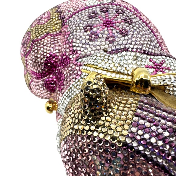 Judith Leiber Multi Color Resting Angel Cat Swarovski Minaudiere Clutch - Picture 8 of 14